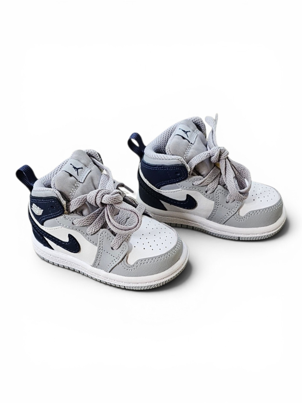 Nike Air Jordan 1 Mid Baby Sneakers Size 4C Gray Navy
